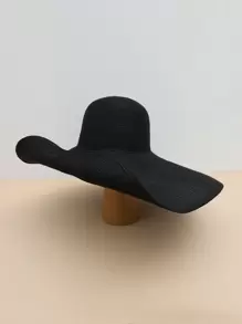 1pc Women Solid Wide Brim Boho Style Straw Hat Witch Valentine's Day