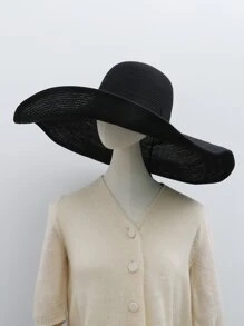 1pc Women Solid Wide Brim Boho Style Straw Hat Witch Valentine's Day