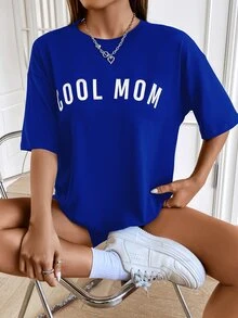 SHEIN Unity Bộ đồ hai mảnh nữ Lá thư Giải trí - Xanh đậm - Xem 3