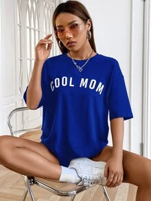 SHEIN Unity Bộ đồ hai mảnh nữ Lá thư Giải trí - Xanh đậm - Xem 6