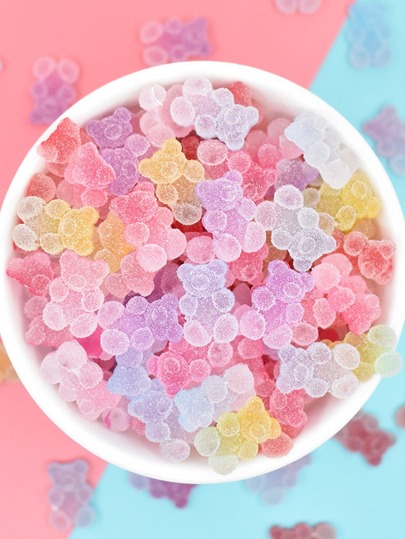 RINTOLER 1pc Cute Resin Bear & Fruit DIY Geometric Pendant, Random Color, Pack Of 30