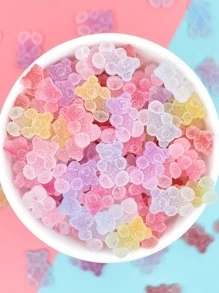 RINTOLER 1个可爱树脂水果熊DIY几何配件，30个/包，随机渐变色无熊 - 彩色 - 查看 4