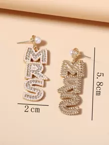 Aretes De Perlas Y Diamantes De Imitación Con Colgante De Letra - Multicolor - Ver 4