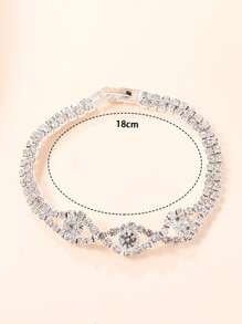 SHAARMS 1入組水鑽裝飾圓形指針石英手錶和1入組手環 - 銀色 - 查看 6