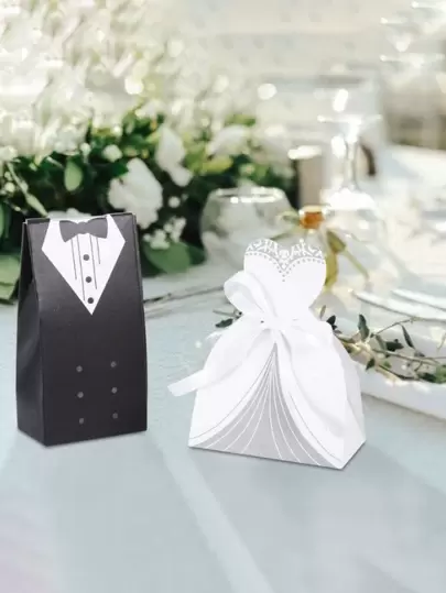 20入組/套紙禮品創意婚紗連衣裙和套裝設計派對禮物禮盒適用於婚禮派對