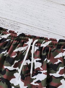 Boys Camo Print Drawstring Waist Shorts - Multicolor - View 3