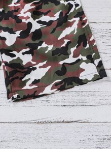 Boys Camo Print Drawstring Waist Shorts - Multicolor - View 4