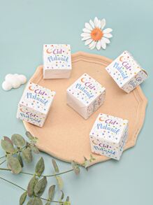5pcs/set Paper Gift Box, Creative Moon & Letter Graphic Gift Packaging Box For Eid