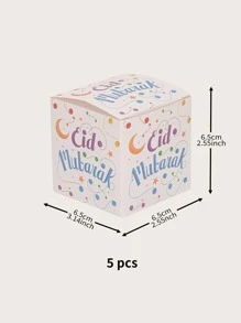 5pcs/set Paper Gift Box, Creative Moon & Letter Graphic Gift Packaging Box For Eid