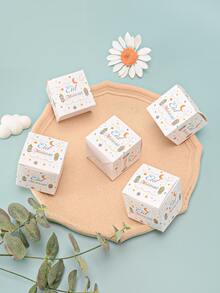 5入組/套紙禮品創意吊燈和字母圖案禮品包裝盒適用於開齋節 - 紅色 - 查看 4
