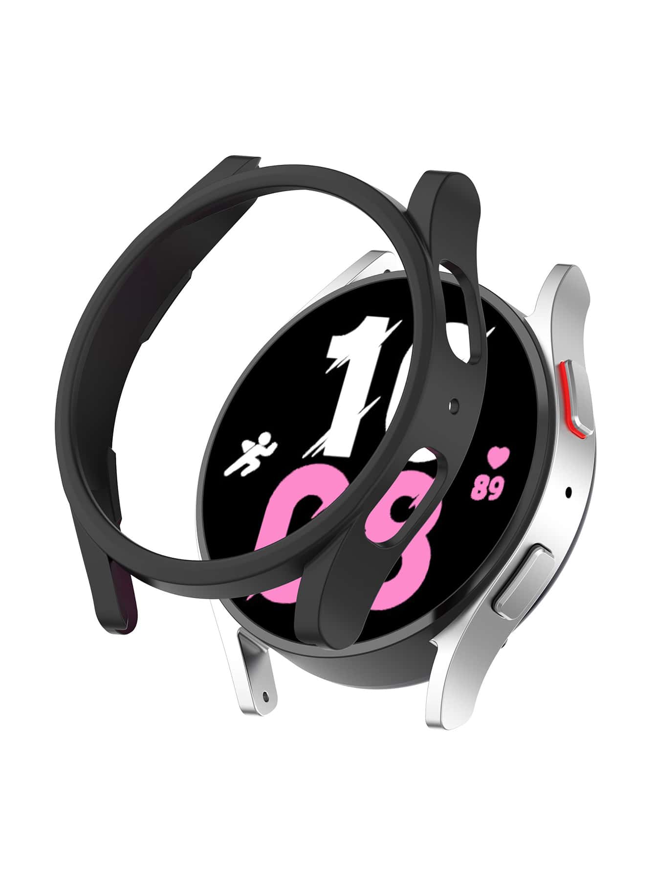 1pc Round Case Compatible With Galaxy Watch - Black - View 1