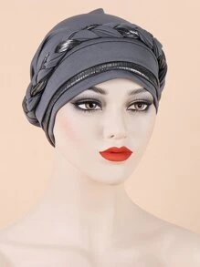 1入組女士編織細節休閒頭巾帽適用於日常 - 黑色 - 查看 1