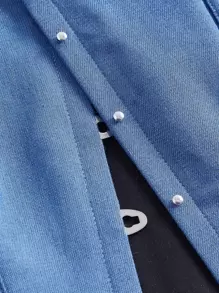 SHEIN MOD Bow Detail Lace Up Back Wide Strap Top Corset Top - Blue - View 3