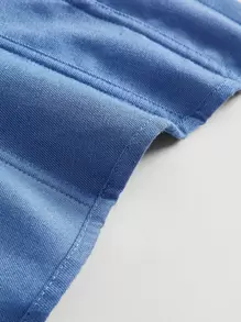 SHEIN MOD Bow Detail Lace Up Back Wide Strap Top Corset Top - Blue - View 4