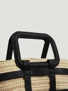 SHEIN VCAY 撞色草編包 - 彩色 - 查看 3