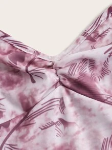 SHEIN Unity 滿版印花挖肩荷葉袖網紗洋裝 - 彩色 - 查看 3