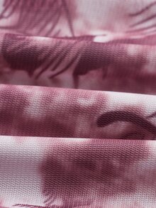 SHEIN Unity 滿版印花挖肩荷葉袖網紗洋裝 - 彩色 - 查看 4