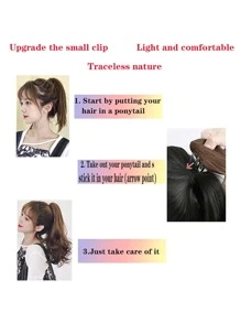 Claw Clip Medium Curly Ponytail Synthetic Hair Extension - Brown - View 7