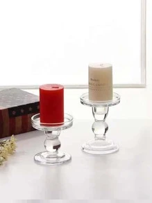 1pc Glass Candle Holder, Modern Clear Candle Stand For Home - Clear - View 7