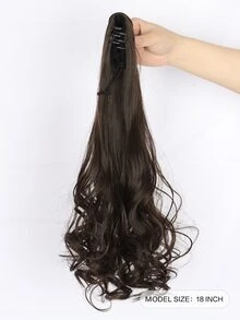 Claw Clip Medium Curly Ponytail Synthetic Hair Extension - Brown - View 2