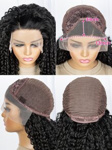 13 X 3 Inch Lace Front Long Curly Synthetic Wig - Black - View 8