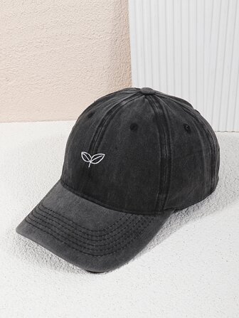 1pc Women Leaf Embroidered Casual Style Baseball Cap