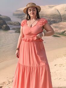 Rusttydustty Plus Ruffle Trim Top & Skirt