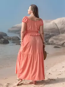 Rusttydustty Plus Ruffle Trim Top & Skirt