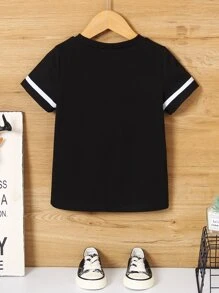 SHEIN Toddler Boys Letter Graphic Tee - Black - View 2