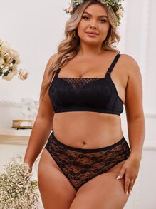 FINETOO Plus Floral Lace Panty - Black - View 5