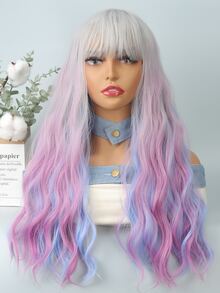 Peluca sintética largo rizado con tupe - Multicolor - Ver 1