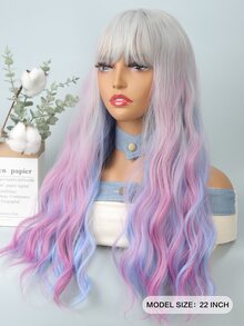 Peluca sintética largo rizado con tupe - Multicolor - Ver 2