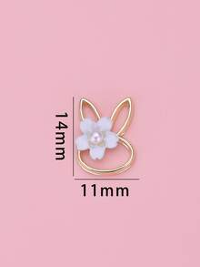 10 piezas Decoración de uñas con diseño de flor conejo cabeza - Multicolor - Ver 3