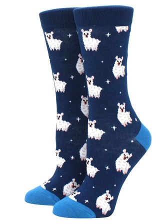 1對女士卡通圖案休閒風格中筒襪