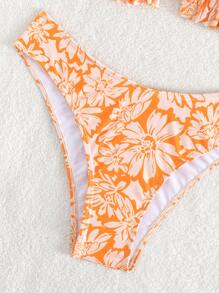 花卉印花荷葉邊束身夏季沙灘比基尼套裝 - 彩色 - 查看 7