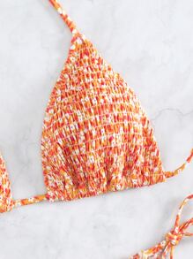 Swim Mod Summer Beach Ditsy Floral Triangle Tie Side Bikini Set - Multicolor - View 4