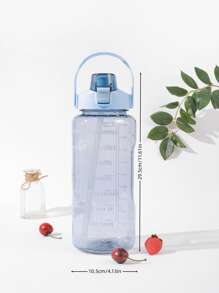 1入組2L個人電腦水瓶極簡帶時間標記和吸管蓋水瓶適用於室內和戶外 - 紫色 - 查看 2