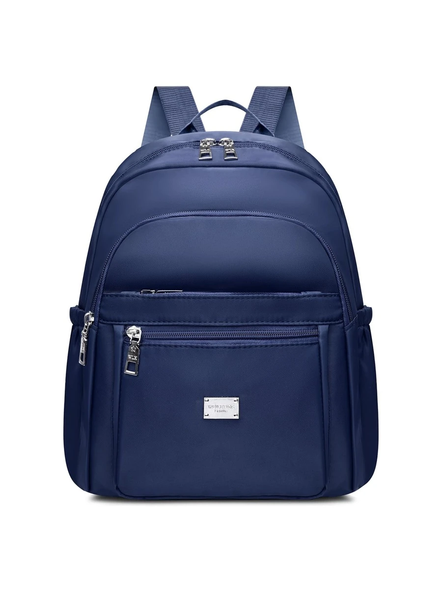 Waterproof,Lightweight Metal Decor Classic Backpack Minimalist Waterproof - Blue - View 1