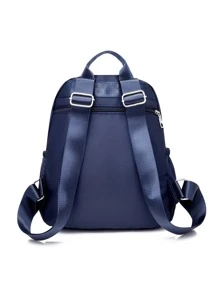 Waterproof,Lightweight Metal Decor Classic Backpack Minimalist Waterproof - Blue - View 2