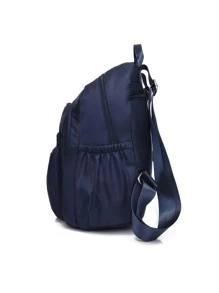 Waterproof,Lightweight Metal Decor Classic Backpack Minimalist Waterproof - Blue - View 3