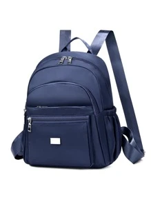 Waterproof,Lightweight Metal Decor Classic Backpack Minimalist Waterproof - Blue - View 4