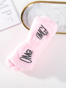 Mujer 1 pieza Banda de pelo con bordado de letra con diseño de lazo casual - Rosa - Ver 4