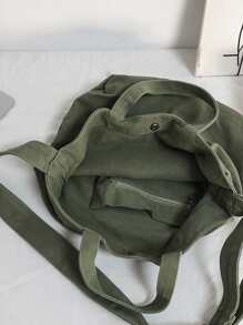 Bolso de mano con gráfico de letras para hombre, bolso de playa, bolso de compras, bolso reutilizable, bolso de lona, bolso escolar para viajes, universidad, escuela - Verde - Ver 8