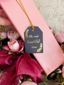 6pcs/set Paper Gift Wrapping Tag, Modernist Metallic Leaf & Letter Graphic Gift Label For Party - Multicolor - View 3