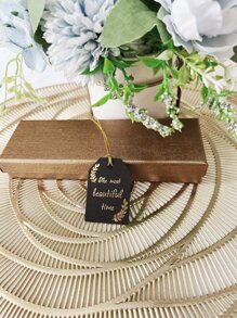 6pcs/set Paper Gift Wrapping Tag, Modernist Metallic Leaf & Letter Graphic Gift Label For Party - Multicolor - View 4