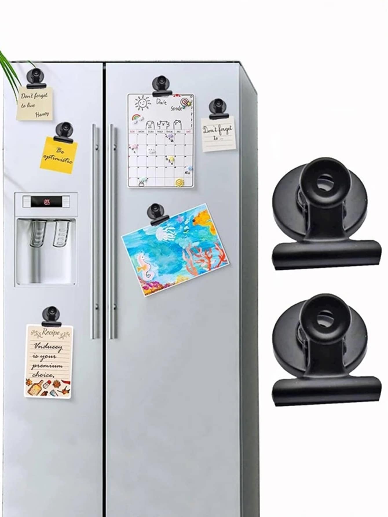 Cái/bộ Chống Nước Đa Năng Có Thể Tháo Rời Hợp Kim Nhôm Từ Tính Kẹp Tủ Lạnh, Clip Màu Đen Cổ Điển Cho Gia Đình - màu đen - Xem 1