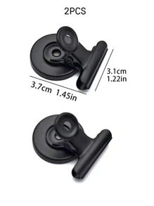 Cái/bộ Chống Nước Đa Năng Có Thể Tháo Rời Hợp Kim Nhôm Từ Tính Kẹp Tủ Lạnh, Clip Màu Đen Cổ Điển Cho Gia Đình - màu đen - Xem 3