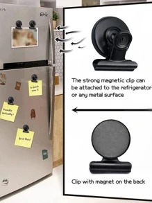 Cái/bộ Chống Nước Đa Năng Có Thể Tháo Rời Hợp Kim Nhôm Từ Tính Kẹp Tủ Lạnh, Clip Màu Đen Cổ Điển Cho Gia Đình - màu đen - Xem 4