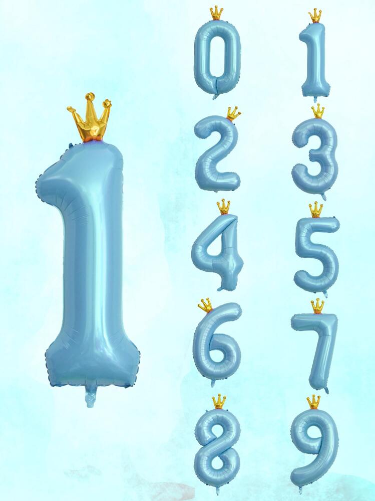 1 יחידה בלון PE בלון 40 אינץ', בלון קישוט חגיגת חגיגת עיצוב כתר וכחול מספר למסיבה - ריבוי צבעים - ראה 4