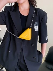 Nuevo bolso de mano de verano, versátil, con cadena, mini, vintage, triángulo, corazón, bolso para niños, Papá Noel, Navidad, cadena mini, punk, Y2K, bolso de mujer, Copa Europea, Copa Mundial de Fútbol, lindo, moda, unicolor, amarillo, ligero, portátil, vacaciones, casual, bolso de mujer - Amarillo - Ver 7